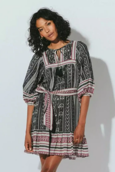 Magdalena Mini Dress Stripe Block Print