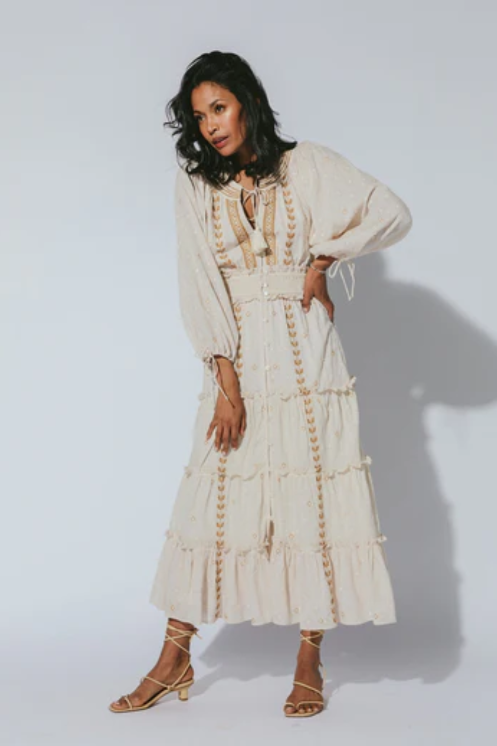 Naya Ankle Dress Ivory