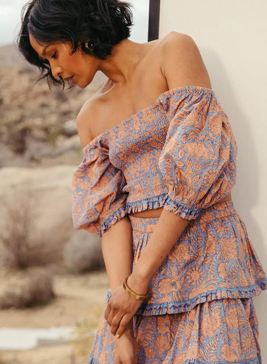 Paislee Blouse Vine Block Print - Top