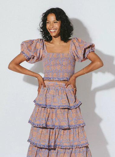 Paislee Blouse Vine Block Print - Top