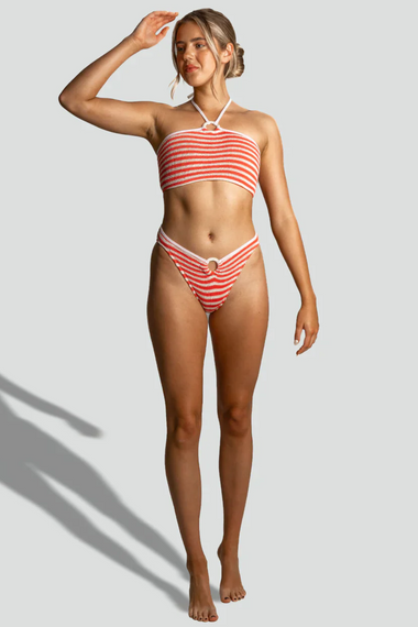 Kalbarri Top & Orpheus Bikini Bottom Coral Stripe