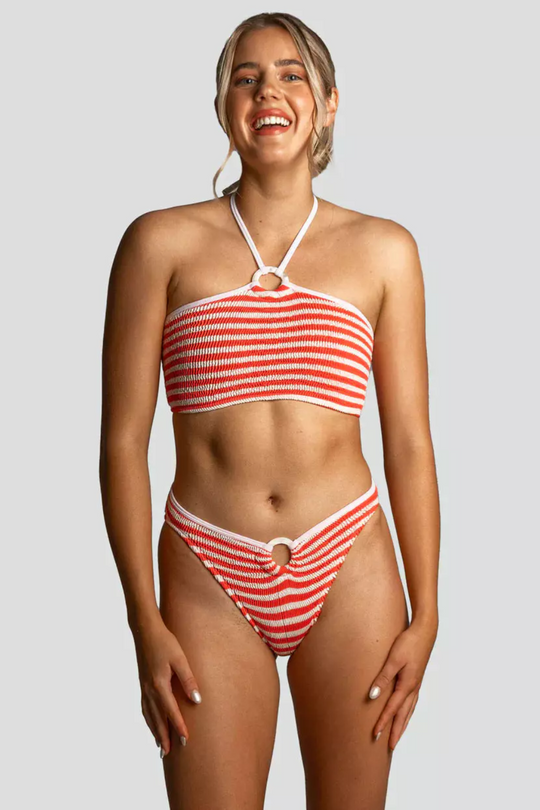Kalbarri Top & Orpheus Bikini Bottom Coral Stripe