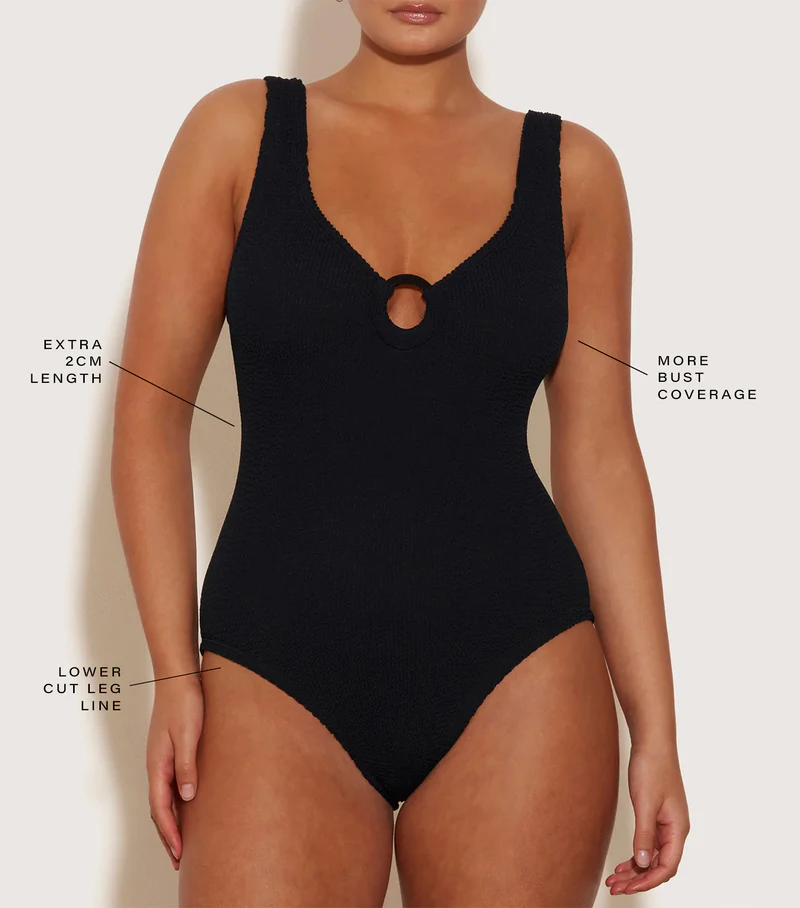 Load image into Gallery viewer, Coverage Celine Swim with Fabric Covered Hoop Black - ONE SIZE - One Piece
