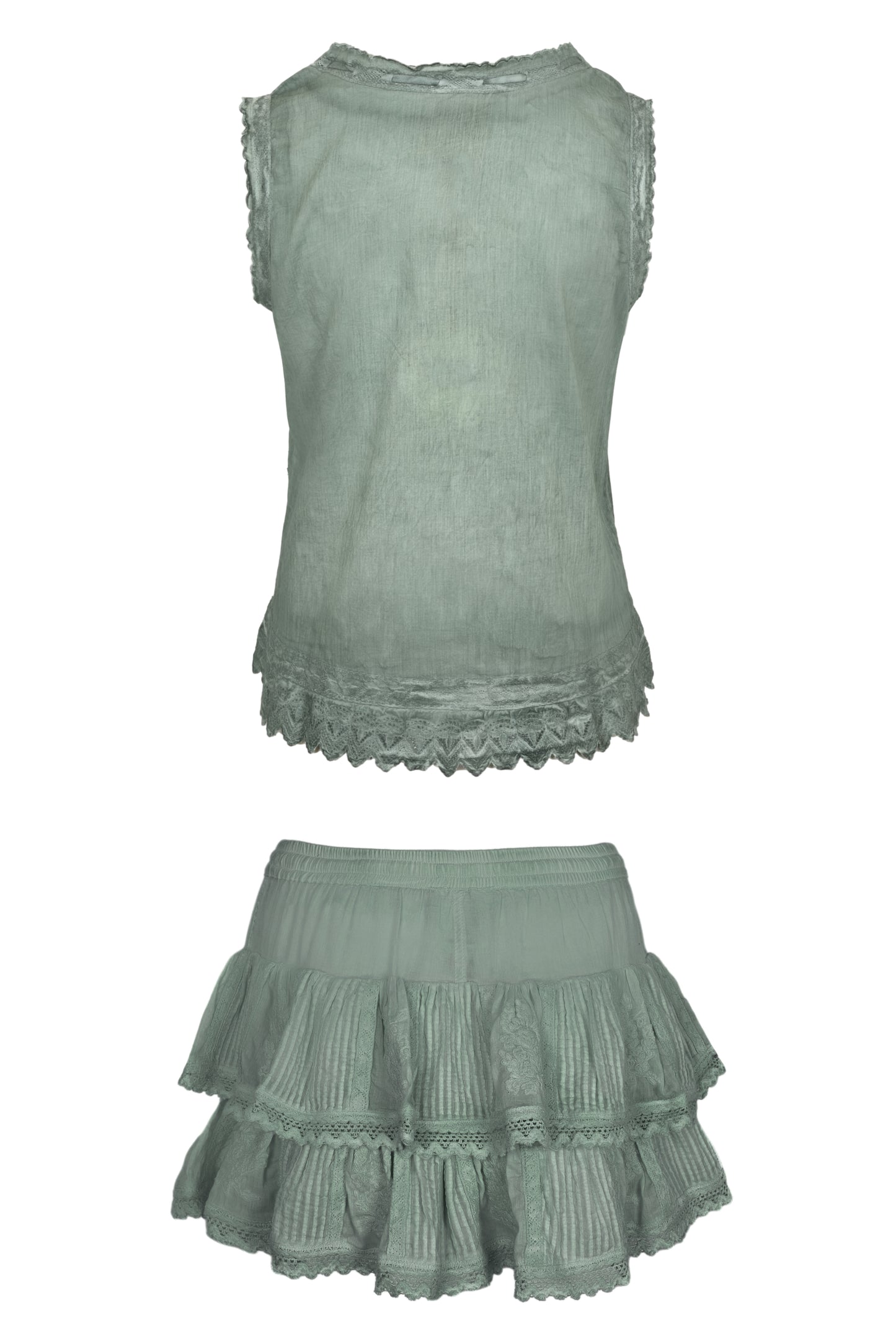 Load image into Gallery viewer, Cannes Embroidered Tank Top And Skort Washed Army Green - ONE SIZE - Set
