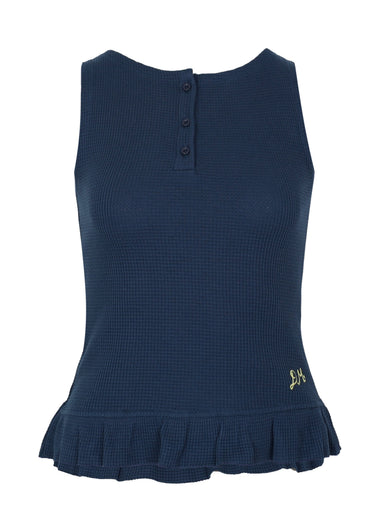 Hattie Waffle Cami Navy/Yellow
