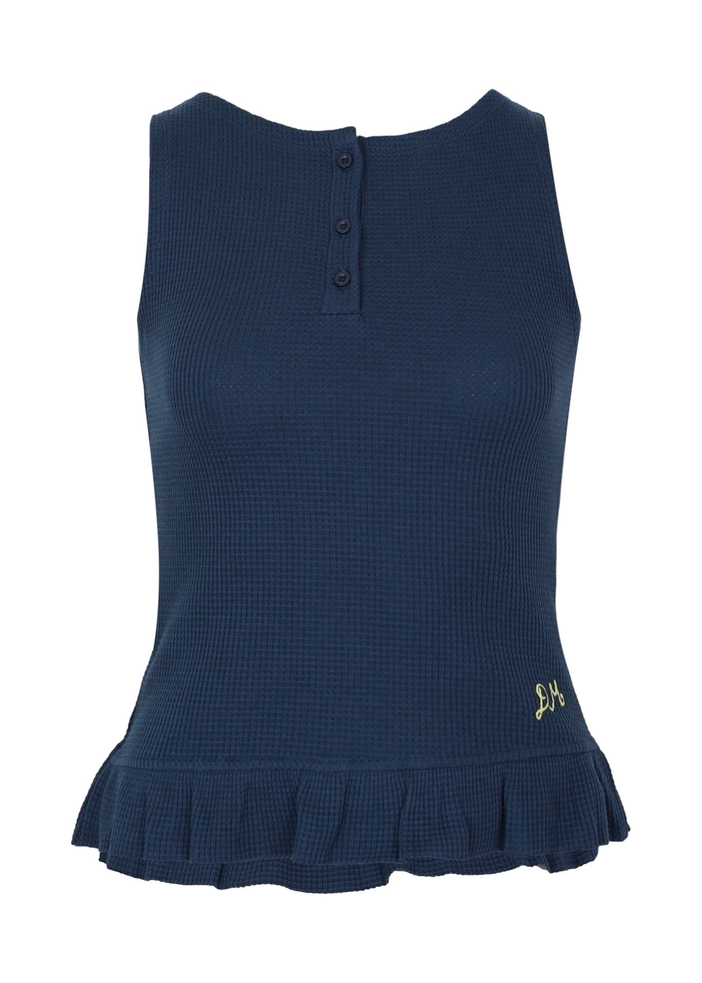 Load image into Gallery viewer, Hattie Waffle Cami Navy/Yellow
