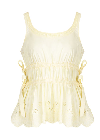 Jade Cami Yellow Broderie