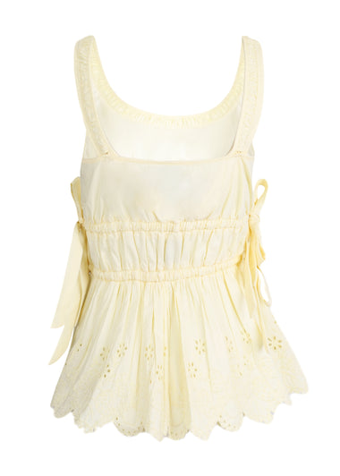 Jade Cami Yellow Broderie