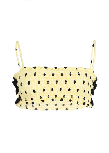 Jezebel Shirred Bow Bikini Top Butter Spot