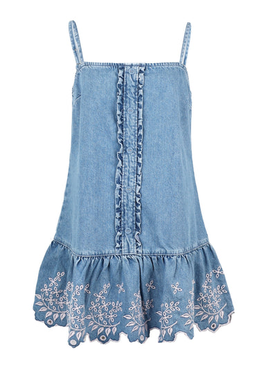 Lana Mini Dress Embroidered Denim