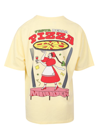 Pizza Party Boyfriend Tee Yellow