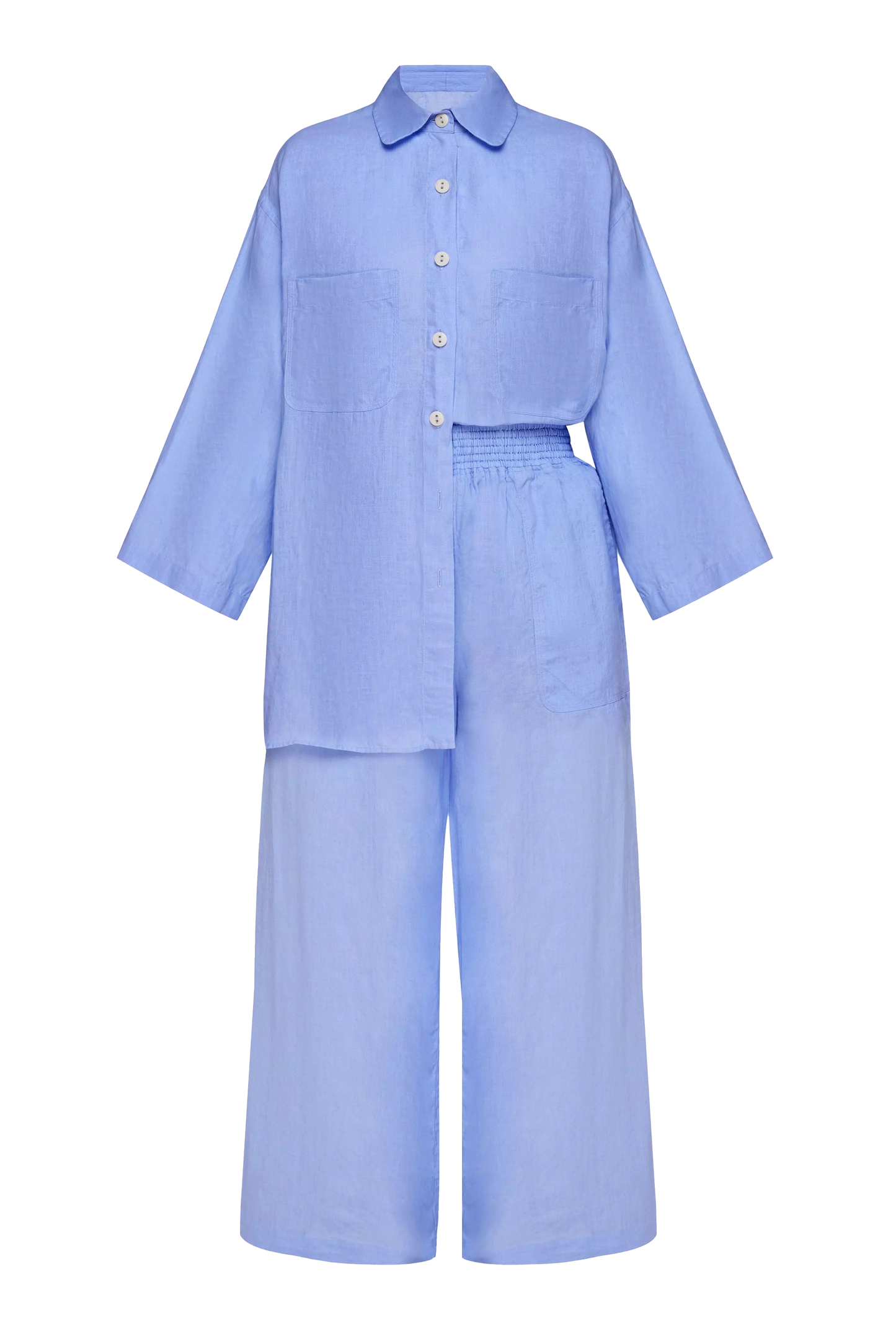 Top And Pants Set Linen Flowers - Set