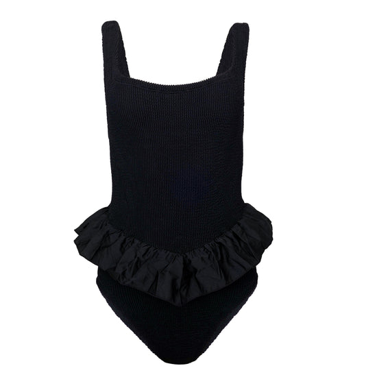Load image into Gallery viewer, Black Crinkle Swimsuit One Piece
