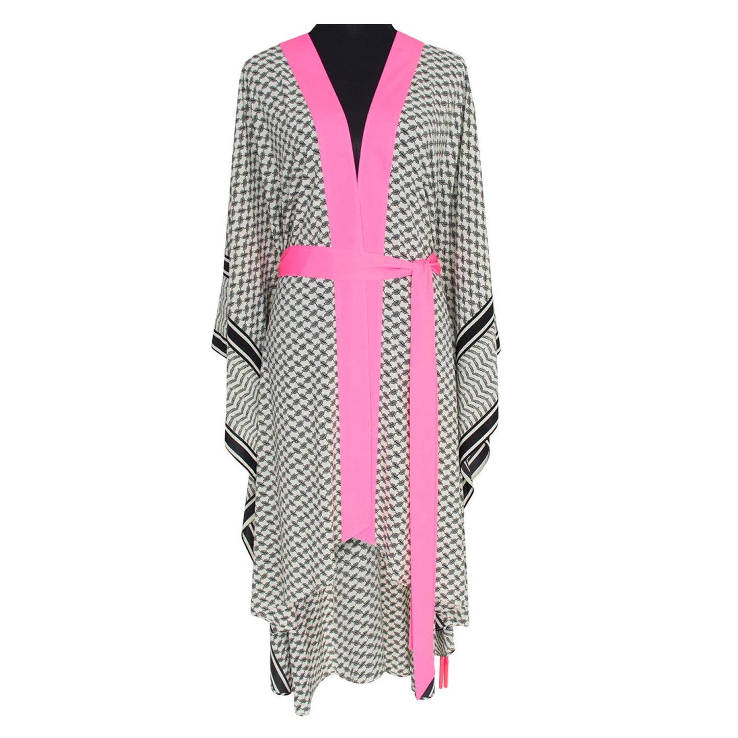 Load image into Gallery viewer, Desert Tribe Long Kimono Skull Neon Pink - Kimono
