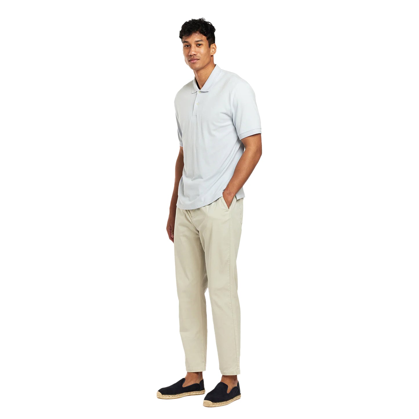 Load image into Gallery viewer, Dias Button Pique Polo Halogen/Grey - Top
