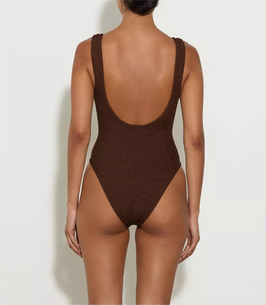 Domino Swim With Fabric Covered Hoops Metallic Chocolate - ONE SIZE - One Piece