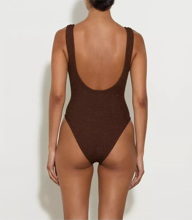 Load image into Gallery viewer, Domino Swim With Fabric Covered Hoops Metallic Chocolate - ONE SIZE - One Piece
