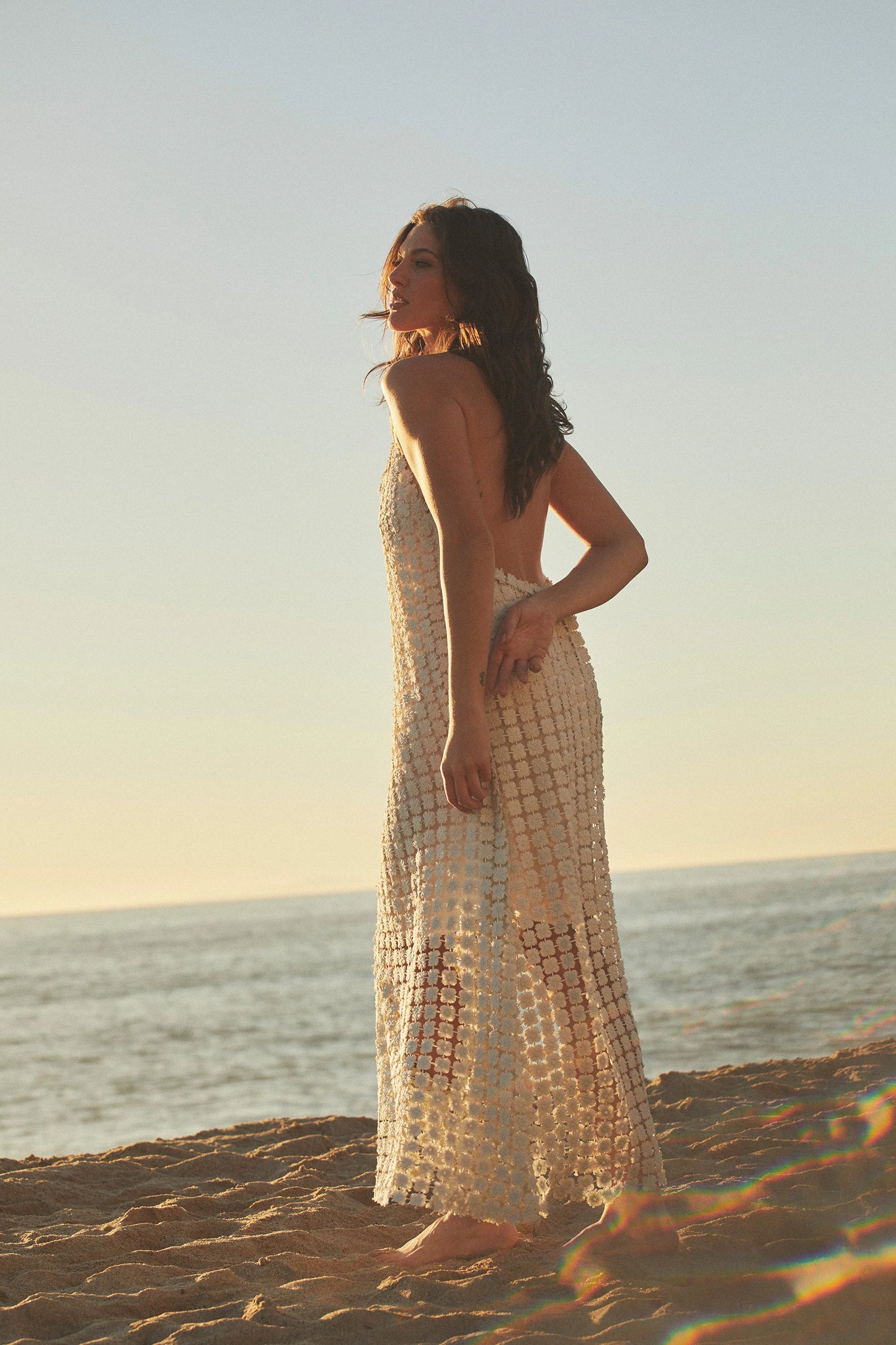Load image into Gallery viewer, Dottie Shimmer Maxi Dress Cream - Dress
