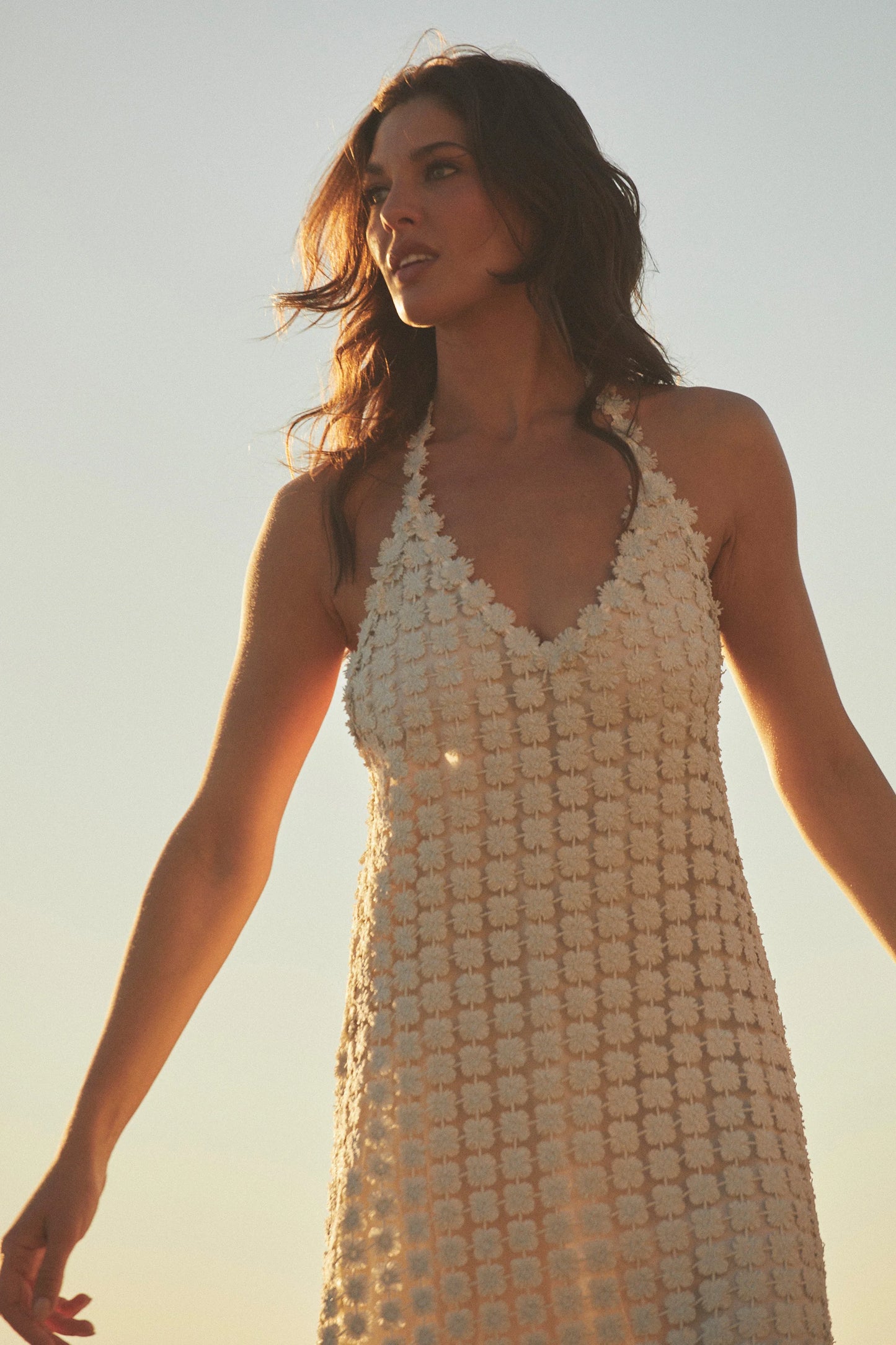 Load image into Gallery viewer, Dottie Shimmer Maxi Dress Cream - Dress
