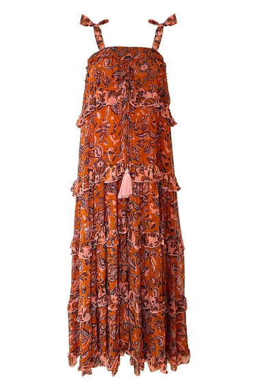 Detail of Leaf Print on Miss June Designer Dress