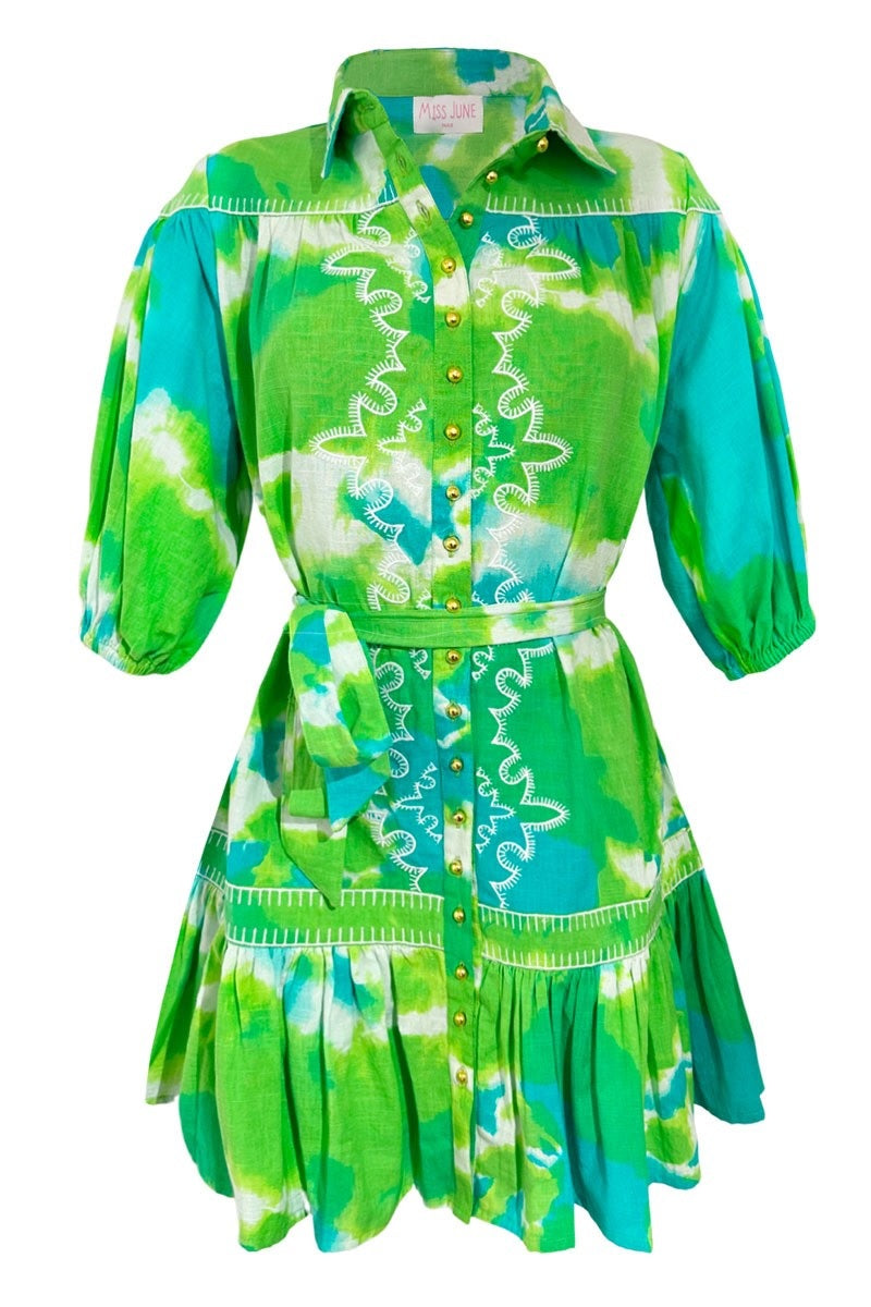 Load image into Gallery viewer, Dress Victoria Green Aqua

