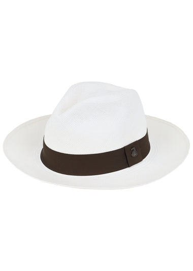 Panama Hat Unisex Classic White with Brown Band