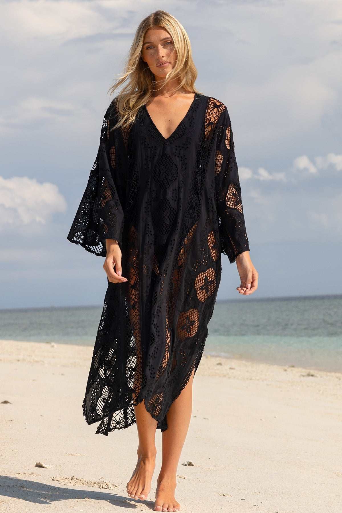 Load image into Gallery viewer, Eden Caftan Black - ONE SIZE - Kaftan
