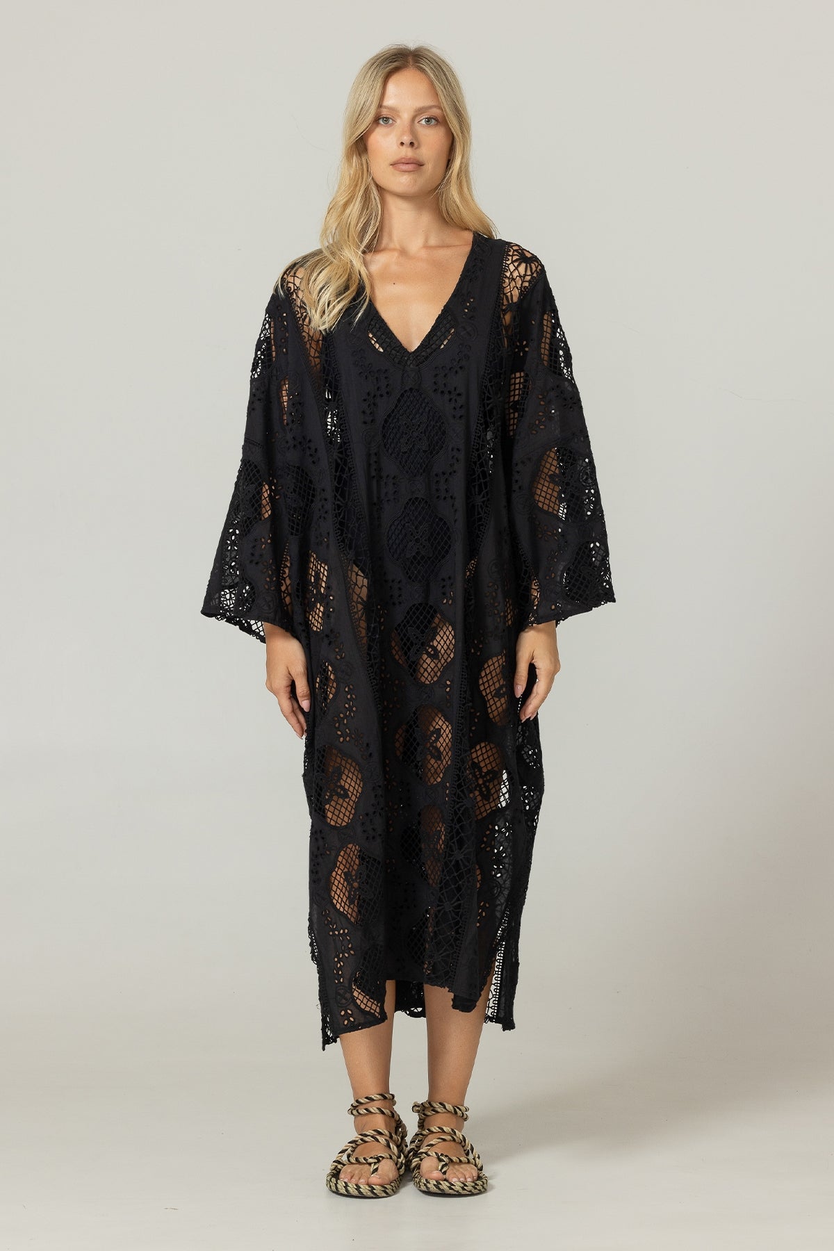 Load image into Gallery viewer, Eden Caftan Black - ONE SIZE - Kaftan
