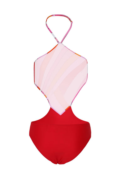 Girls Orange Strawberry One-Piece Swimsuit