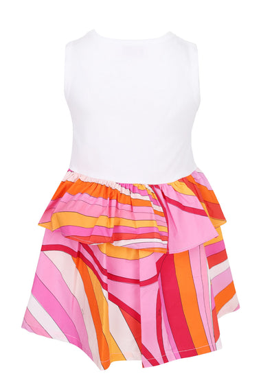 Girls Jersey Orange White Dress