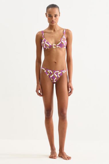 Fever Low-cut Bikini Bottom Imprime Swim Purple
