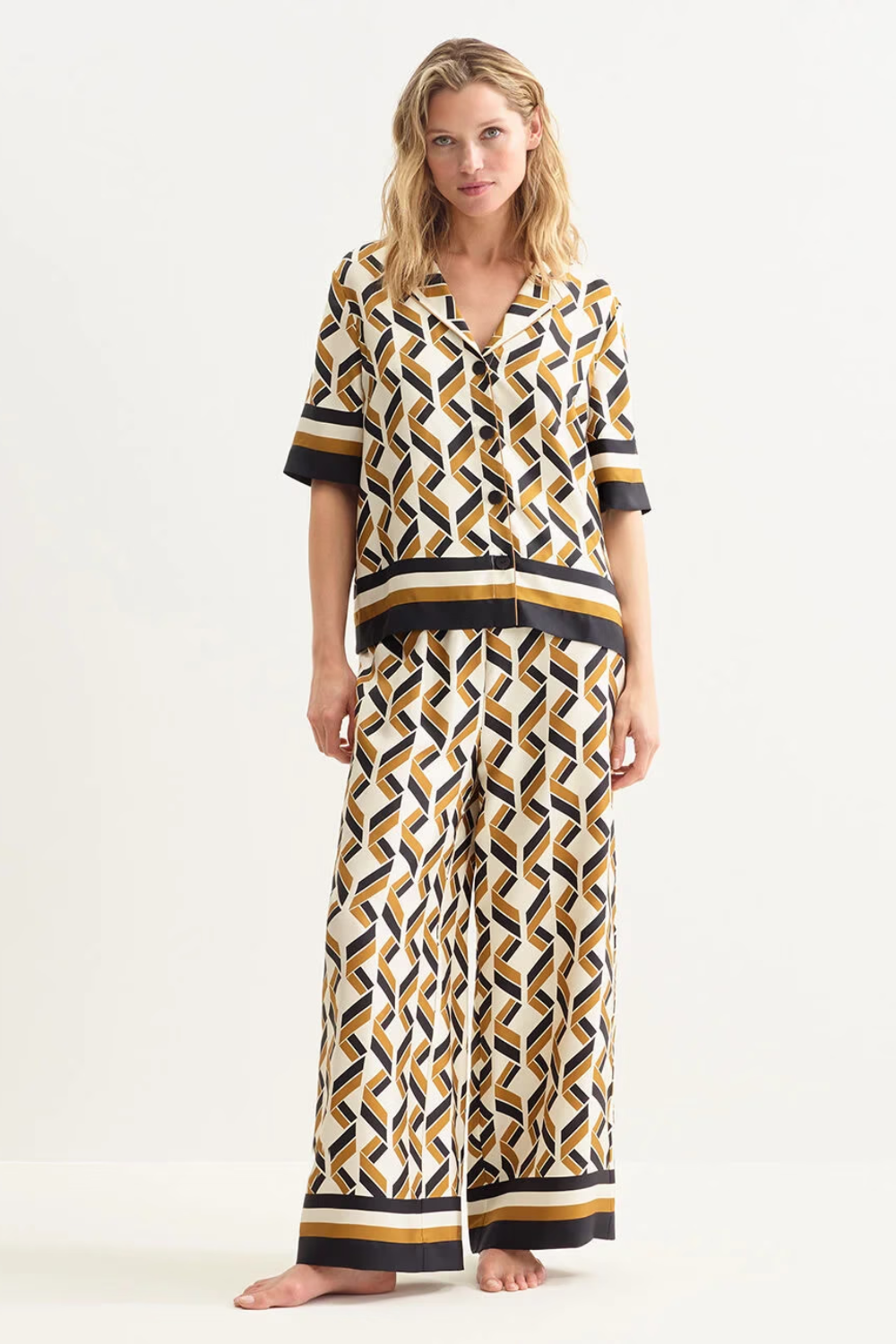 Load image into Gallery viewer, Tube Trousers Imprime Swim Noir
