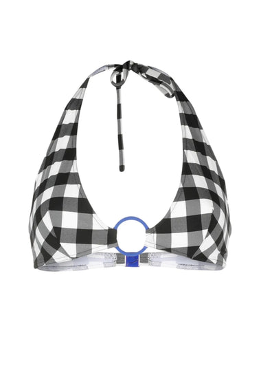 Ellipse Full Cup Triangle Bikini Top Noir Blanc - Bikini Top
