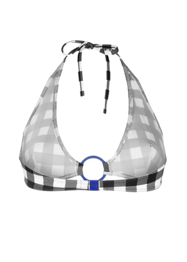 Ellipse Full Cup Triangle Bikini Top Noir Blanc - Bikini Top