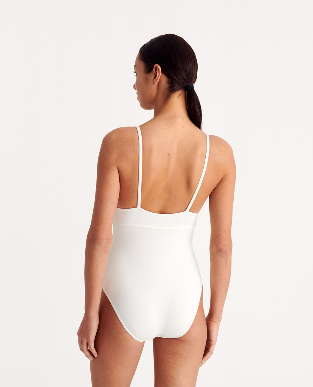 Larcin Triangle One Piece Swimsuit Blanc