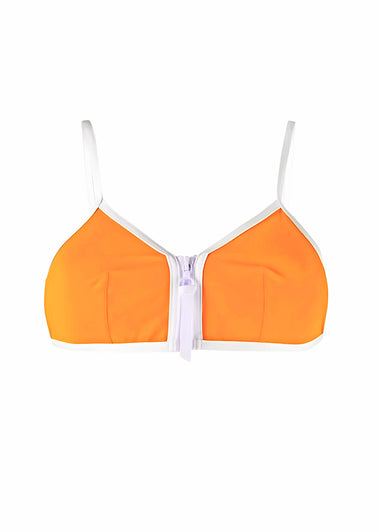 Triangle Top Bikini in Orange/White - Bikini Top