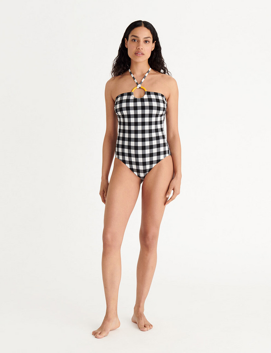 Sphere Bustier One Piece Swimsuit Noir Blanc