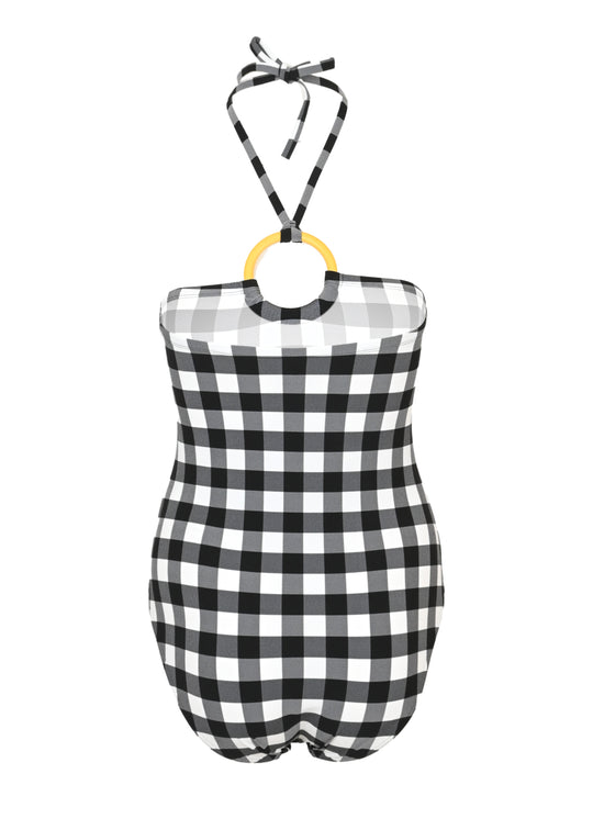 Load image into Gallery viewer, Sphere Bustier One Piece Swimsuit Noir Blanc - One Piece
