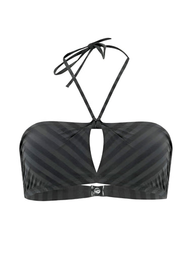 Halter Neck Bikini Top in Black/Grey - Bikini Top