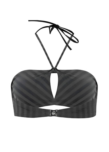 Halter Neck Bikini Top in Black/Grey - Bikini Top