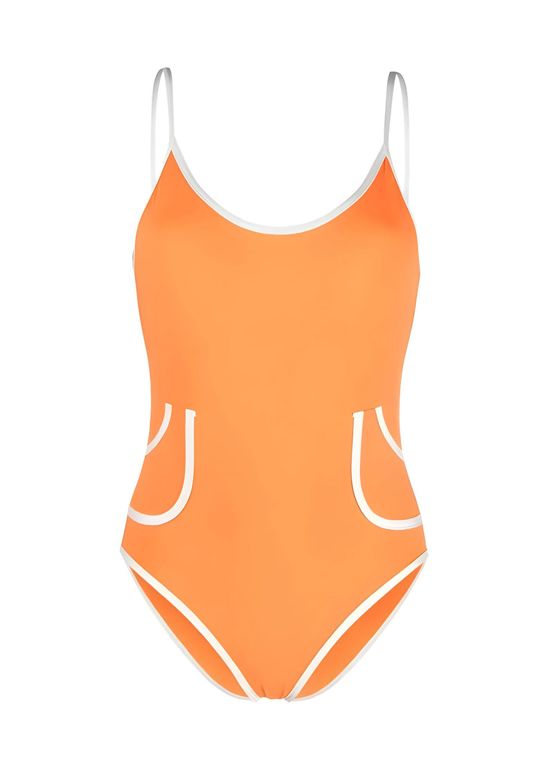Womens Scoop Back Swimsuit in Orange