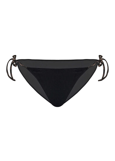 Adjustable Side Tie Bikini Bottoms in Black/Gold - Bikini Bottom