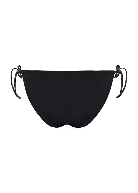 Adjustable Side Tie Bikini Bottoms in Black/Gold - Bikini Bottom