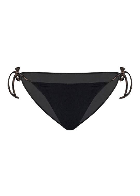 Adjustable Side Tie Bikini Bottoms in Black/Gold - Bikini Bottom