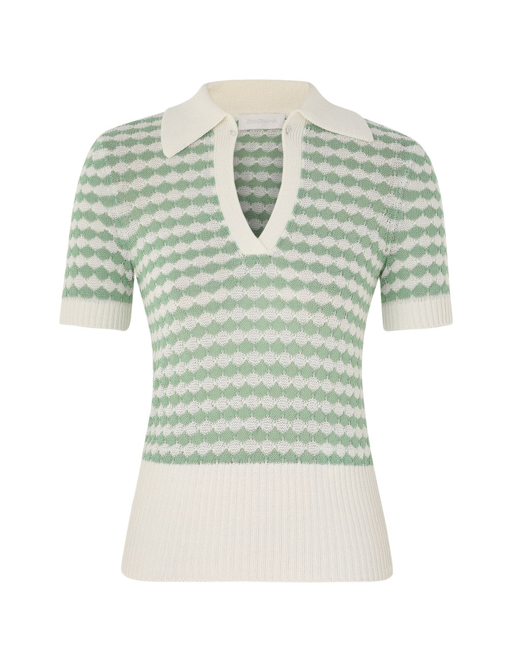 Load image into Gallery viewer, Everley Scallop Knit Polo Tee - Top
