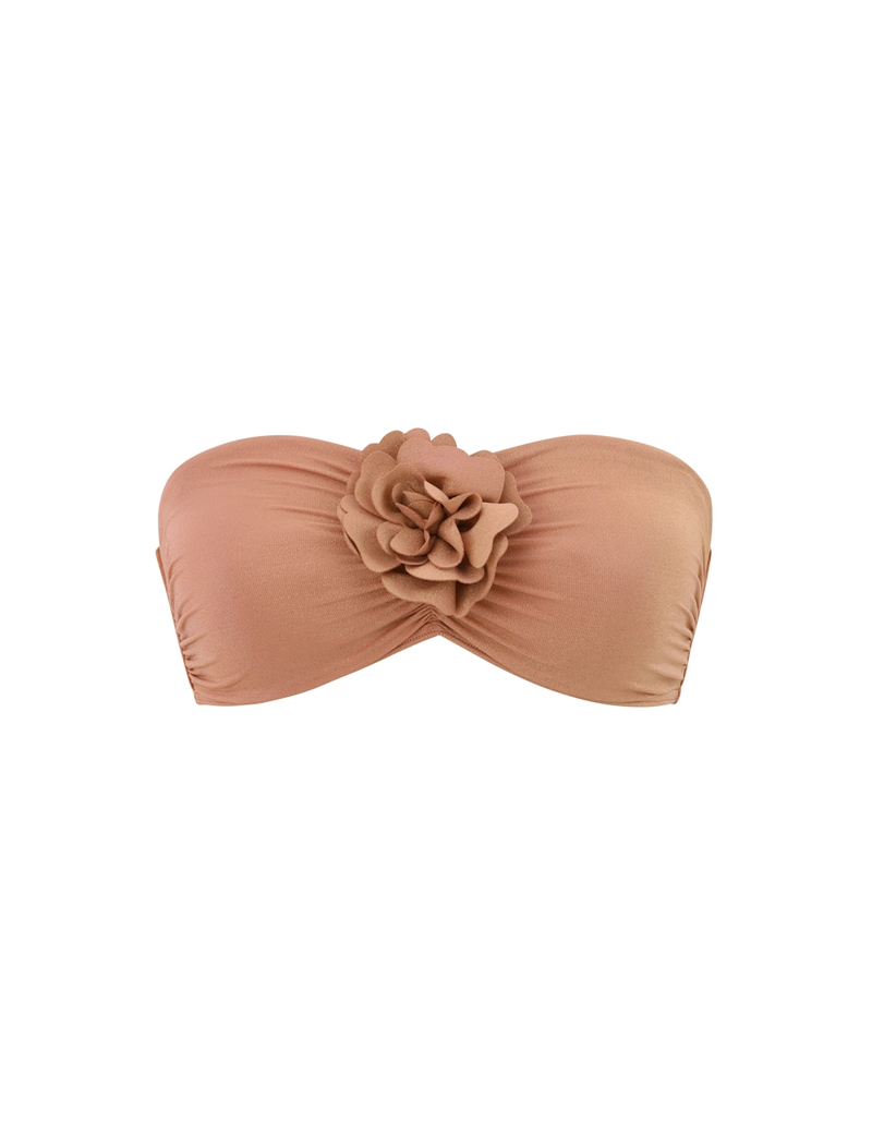 Everlee Metallic Bikini Top Rose