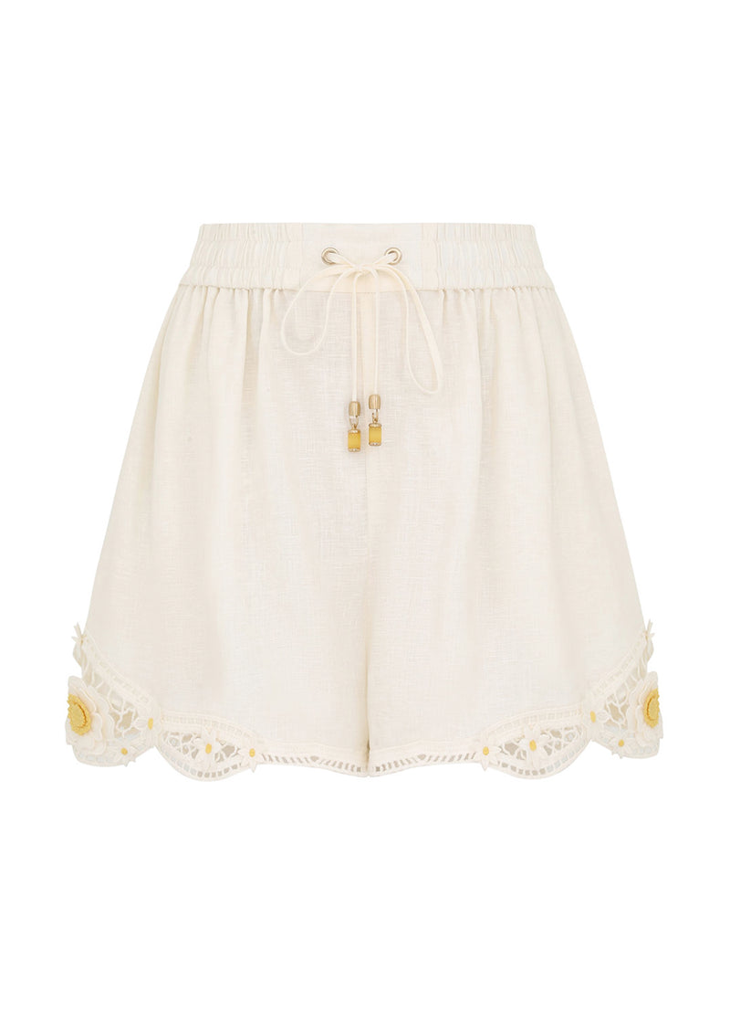 Everly Flower Trim Short Ivory