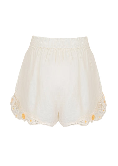 Everly Flower Trim Short Ivory - Shorts