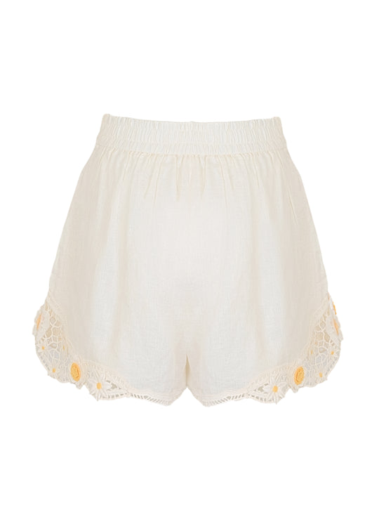 Load image into Gallery viewer, Everly Flower Trim Short Ivory - Shorts

