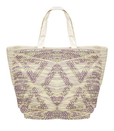 Fabric Tote Bag Off White/Purple - Bag